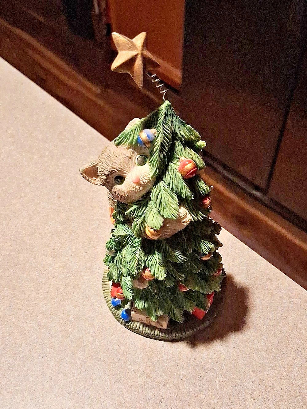 Calico Kittens Christmas-Tree-Climbing Christmas Cat Holiday Figurine